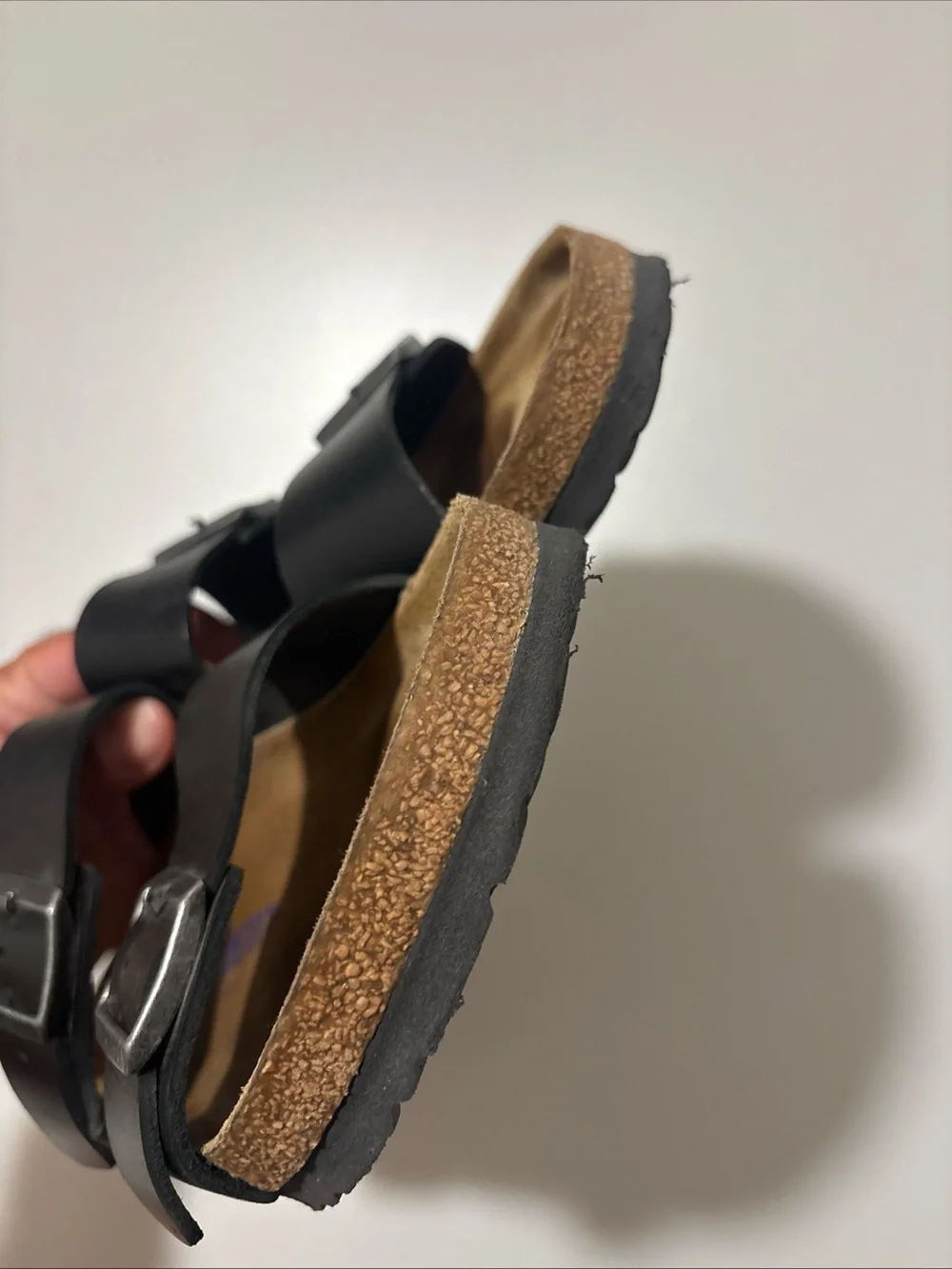 Men's Black Birkenstock Dual Buckle Slide Sandals size 42